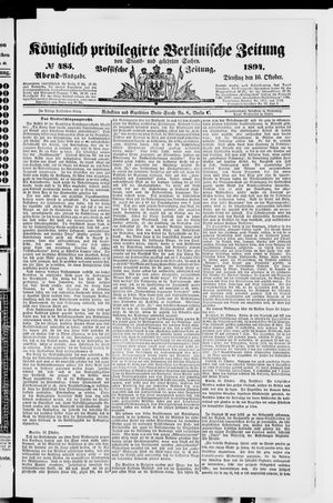 Königlich privilegirte Berlinische Zeitung von Staats- und gelehrten Sachen vom 16.10.1894