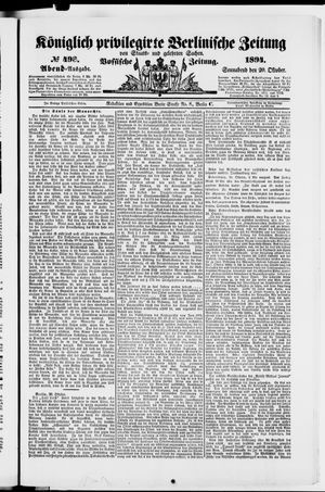 Königlich privilegirte Berlinische Zeitung von Staats- und gelehrten Sachen vom 20.10.1894