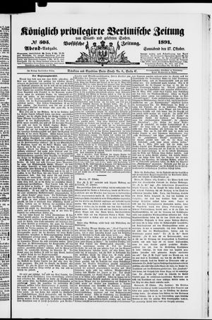 Königlich privilegirte Berlinische Zeitung von Staats- und gelehrten Sachen vom 27.10.1894
