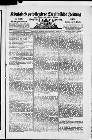 Königlich privilegirte Berlinische Zeitung von Staats- und gelehrten Sachen vom 28.10.1894