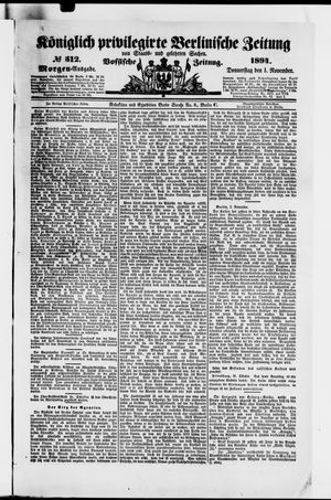 Königlich privilegirte Berlinische Zeitung von Staats- und gelehrten Sachen vom 01.11.1894