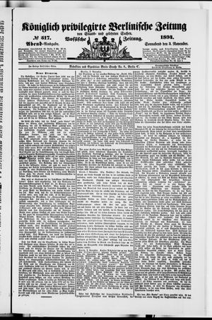 Königlich privilegirte Berlinische Zeitung von Staats- und gelehrten Sachen vom 03.11.1894