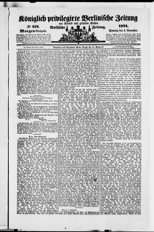 Königlich privilegirte Berlinische Zeitung von Staats- und gelehrten Sachen vom 04.11.1894