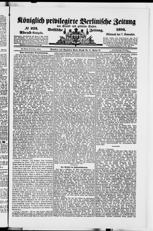 Königlich privilegirte Berlinische Zeitung von Staats- und gelehrten Sachen vom 07.11.1894