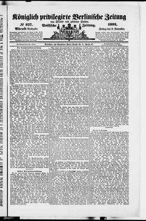 Königlich privilegirte Berlinische Zeitung von Staats- und gelehrten Sachen vom 09.11.1894
