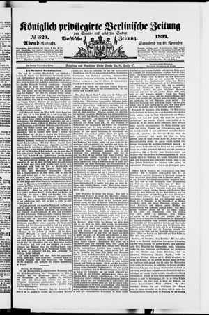 Königlich privilegirte Berlinische Zeitung von Staats- und gelehrten Sachen vom 10.11.1894