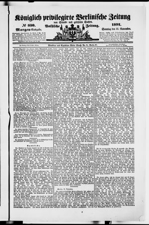 Königlich privilegirte Berlinische Zeitung von Staats- und gelehrten Sachen vom 11.11.1894