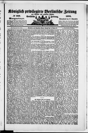 Königlich privilegirte Berlinische Zeitung von Staats- und gelehrten Sachen vom 17.11.1894