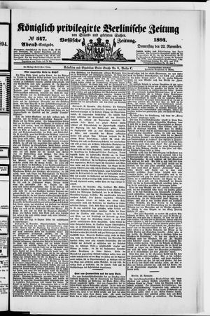 Königlich privilegirte Berlinische Zeitung von Staats- und gelehrten Sachen vom 22.11.1894