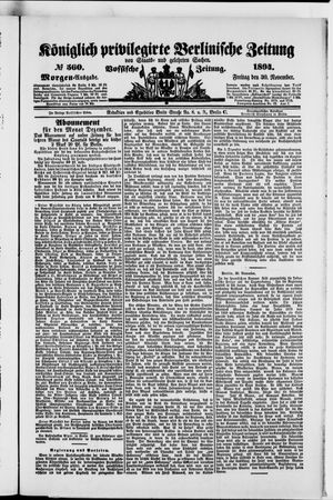 Königlich privilegirte Berlinische Zeitung von Staats- und gelehrten Sachen vom 30.11.1894