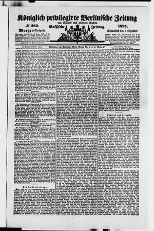Königlich privilegirte Berlinische Zeitung von Staats- und gelehrten Sachen vom 01.12.1894