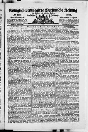 Königlich privilegirte Berlinische Zeitung von Staats- und gelehrten Sachen vom 01.12.1894