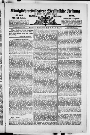 Königlich privilegirte Berlinische Zeitung von Staats- und gelehrten Sachen vom 03.12.1894