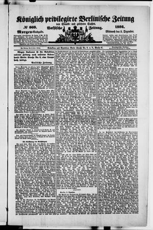 Königlich privilegirte Berlinische Zeitung von Staats- und gelehrten Sachen vom 05.12.1894