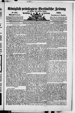 Königlich privilegirte Berlinische Zeitung von Staats- und gelehrten Sachen vom 06.12.1894