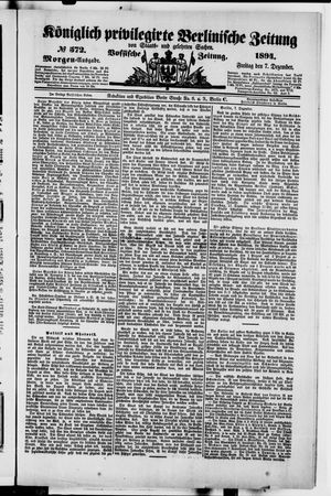 Königlich privilegirte Berlinische Zeitung von Staats- und gelehrten Sachen vom 07.12.1894