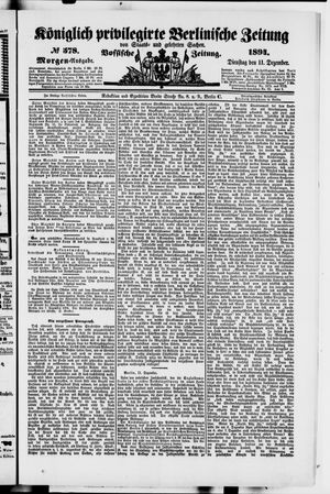 Königlich privilegirte Berlinische Zeitung von Staats- und gelehrten Sachen vom 11.12.1894