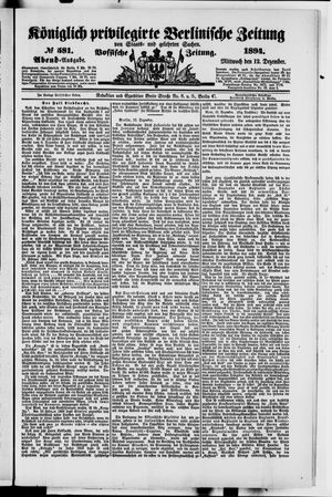 Königlich privilegirte Berlinische Zeitung von Staats- und gelehrten Sachen vom 12.12.1894