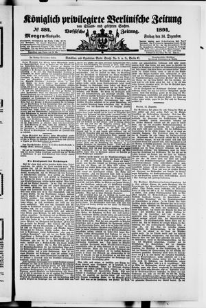 Königlich privilegirte Berlinische Zeitung von Staats- und gelehrten Sachen vom 14.12.1894