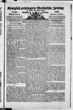 Königlich privilegirte Berlinische Zeitung von Staats- und gelehrten Sachen vom 14.12.1894