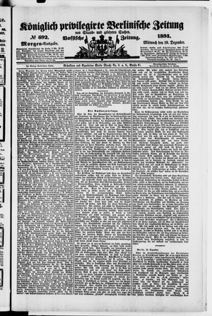 Königlich privilegirte Berlinische Zeitung von Staats- und gelehrten Sachen vom 19.12.1894