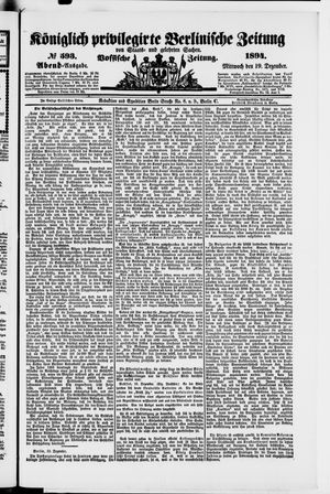 Königlich privilegirte Berlinische Zeitung von Staats- und gelehrten Sachen vom 19.12.1894