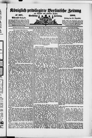Königlich privilegirte Berlinische Zeitung von Staats- und gelehrten Sachen vom 21.12.1894