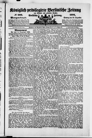 Königlich privilegirte Berlinische Zeitung von Staats- und gelehrten Sachen vom 23.12.1894