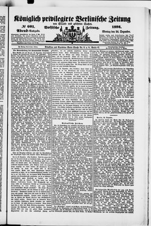 Königlich privilegirte Berlinische Zeitung von Staats- und gelehrten Sachen vom 24.12.1894