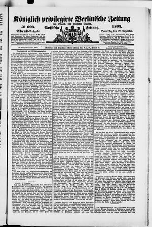 Königlich privilegirte Berlinische Zeitung von Staats- und gelehrten Sachen vom 27.12.1894