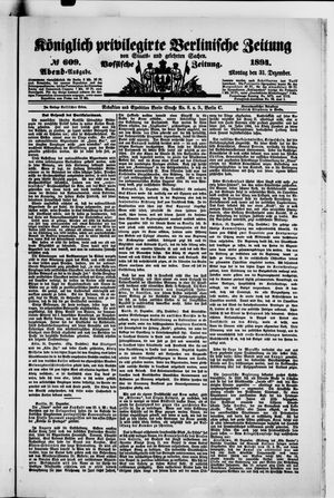 Königlich privilegirte Berlinische Zeitung von Staats- und gelehrten Sachen vom 31.12.1894