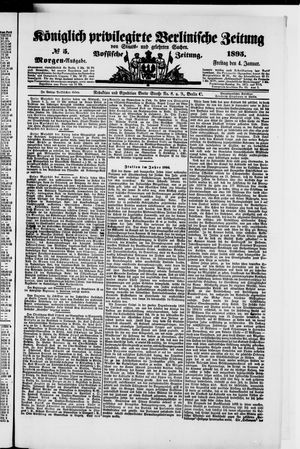 Königlich privilegirte Berlinische Zeitung von Staats- und gelehrten Sachen on Jan 4, 1895