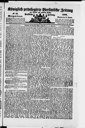 Königlich privilegirte Berlinische Zeitung von Staats- und gelehrten Sachen vom 13.01.1895