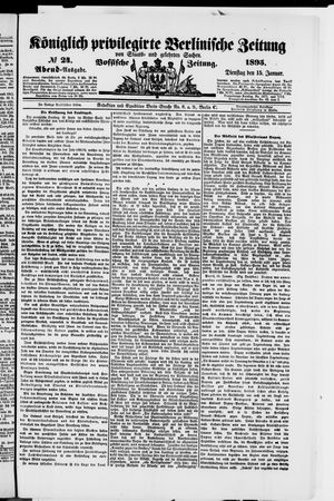 Königlich privilegirte Berlinische Zeitung von Staats- und gelehrten Sachen vom 15.01.1895