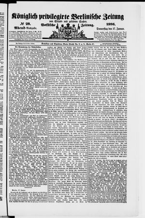 Königlich privilegirte Berlinische Zeitung von Staats- und gelehrten Sachen vom 17.01.1895