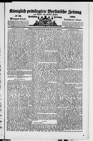 Königlich privilegirte Berlinische Zeitung von Staats- und gelehrten Sachen vom 07.02.1895