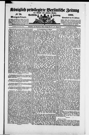Königlich privilegirte Berlinische Zeitung von Staats- und gelehrten Sachen on Feb 16, 1895