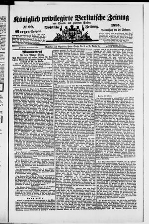 Königlich privilegirte Berlinische Zeitung von Staats- und gelehrten Sachen on Feb 28, 1895