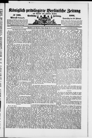Königlich privilegirte Berlinische Zeitung von Staats- und gelehrten Sachen on Feb 28, 1895