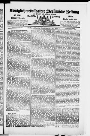 Königlich privilegirte Berlinische Zeitung von Staats- und gelehrten Sachen on Apr 16, 1895