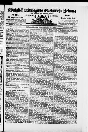 Königlich privilegirte Berlinische Zeitung von Staats- und gelehrten Sachen vom 21.04.1895