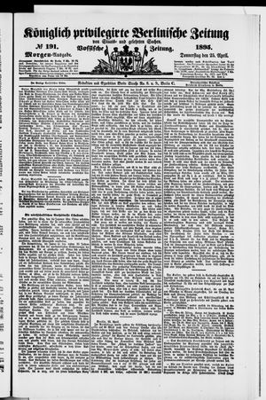 Königlich privilegirte Berlinische Zeitung von Staats- und gelehrten Sachen on Apr 25, 1895
