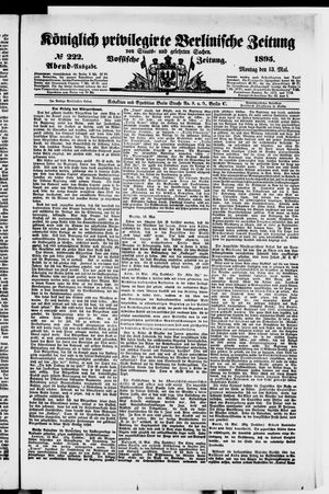 Königlich privilegirte Berlinische Zeitung von Staats- und gelehrten Sachen on May 13, 1895