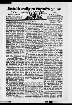 Königlich privilegirte Berlinische Zeitung von Staats- und gelehrten Sachen vom 13.08.1895