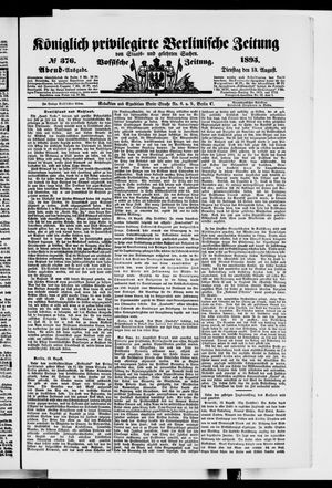 Königlich privilegirte Berlinische Zeitung von Staats- und gelehrten Sachen vom 13.08.1895