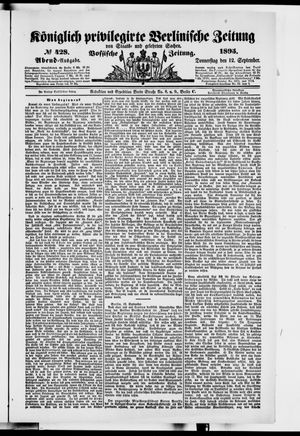 Königlich privilegirte Berlinische Zeitung von Staats- und gelehrten Sachen vom 12.09.1895