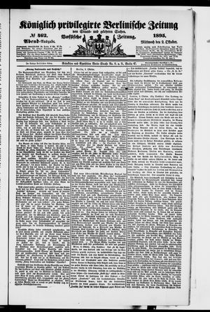 Königlich privilegirte Berlinische Zeitung von Staats- und gelehrten Sachen vom 02.10.1895
