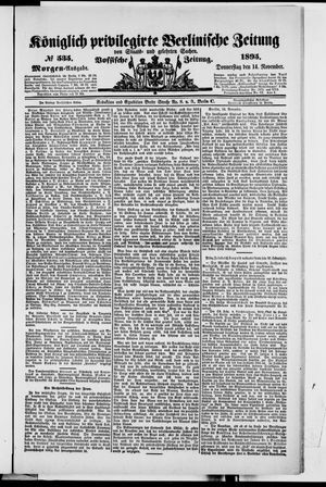 Königlich privilegirte Berlinische Zeitung von Staats- und gelehrten Sachen on Nov 14, 1895