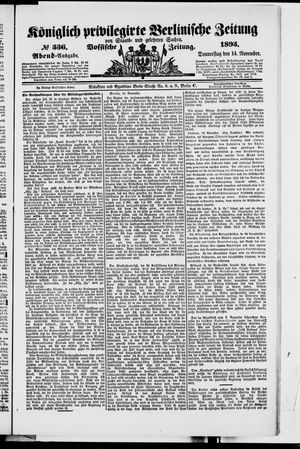 Königlich privilegirte Berlinische Zeitung von Staats- und gelehrten Sachen on Nov 14, 1895