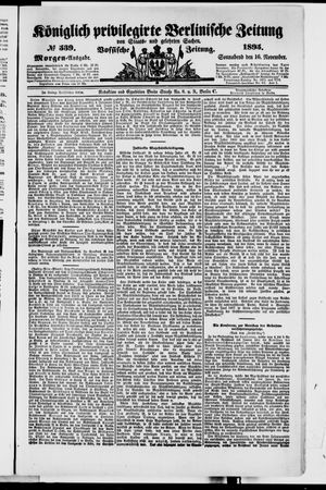 Königlich privilegirte Berlinische Zeitung von Staats- und gelehrten Sachen vom 16.11.1895